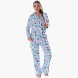 Ženy tištěné korálový fleece pyžamový set