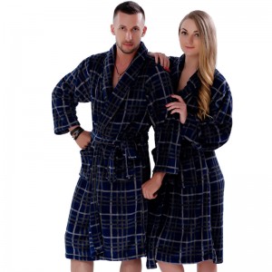 Pár Fleece Robe pruhované tištěné pyžamo