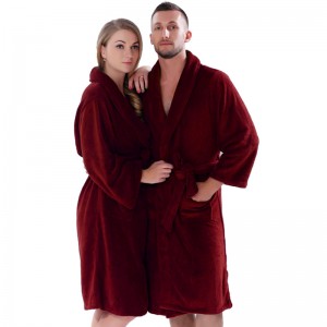 Dospělý Coral Fleece Robes Muži Ženy Jednobarevné Župany Pár Pyžam