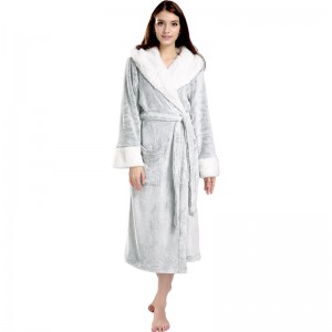 Lesklý flanel Fleece pro dospělé lesklé dámské pyžamo se spletenými kapucí