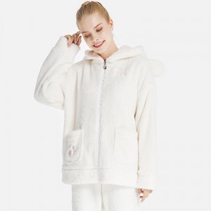 Ženy snuggle Fleece vyšívací pyžamo s kapucí